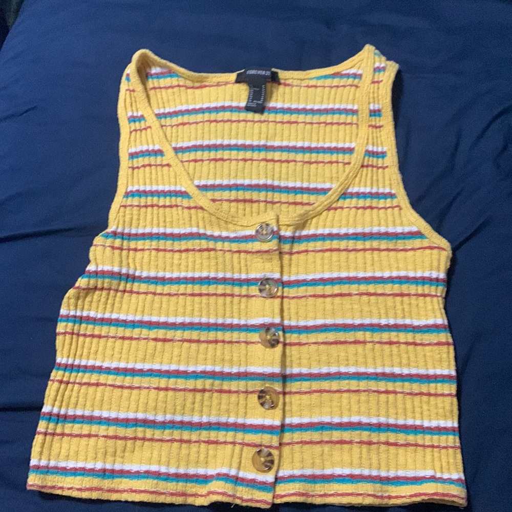 Forever 21 yellow striped tank top